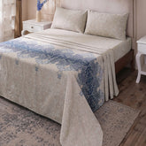 Ornamental Elegance Coronet 100% Cotton Bedsheet with Pillow Case Blue
