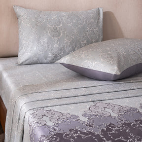 Ornamental Elegance Coronet 100% Cotton Bedsheet with Pillow Case Purple
