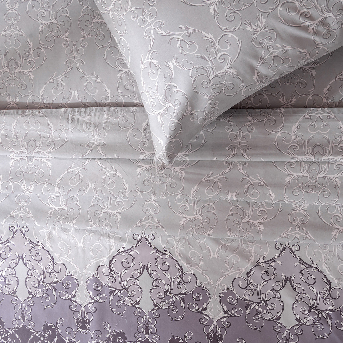 Ornamental Elegance Coronet 100% Cotton Bedsheet with Pillow Case Purple
