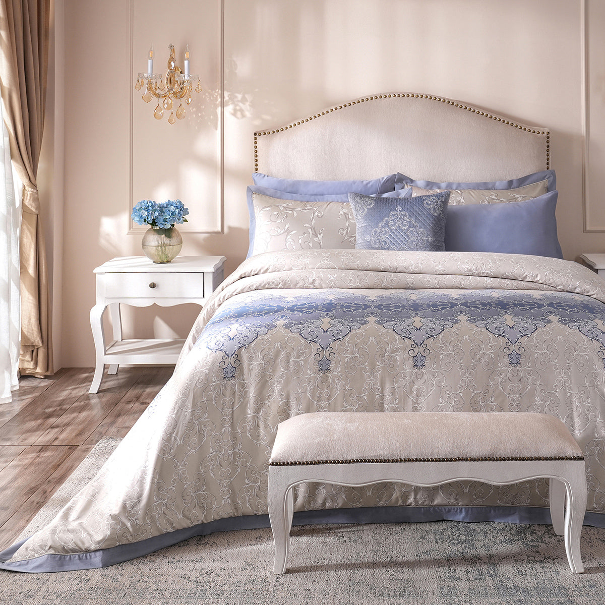 Ornamental Elegance Coronet 8Pcs Duvet Cover Set Blue