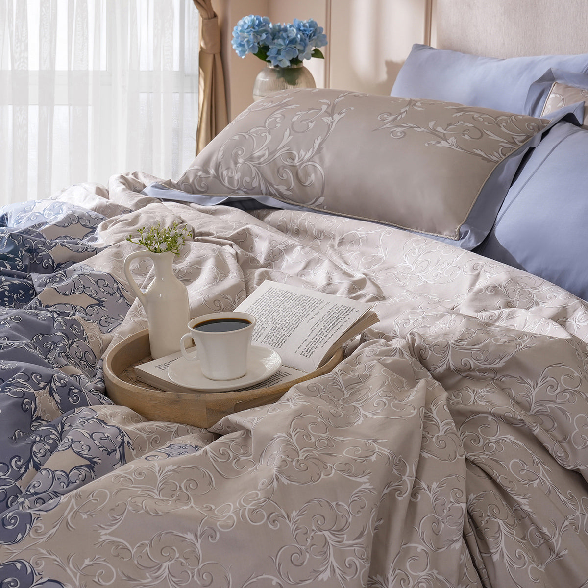 Ornamental Elegance Coronet 8Pcs Duvet Cover Set Blue