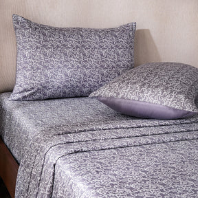 Ornamental Elegance Splendid 100% Cotton Bedsheet with Pillow Case Purple