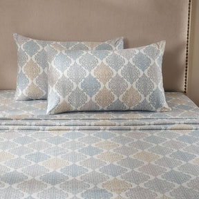 PBS Timeless Ornare 100% Cotton Bed Sheet with Pillow Case Blue