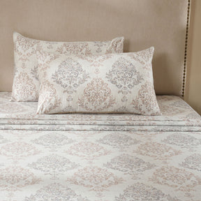 PBS Timeless Ornare 100% Cotton Bed Sheet with Pillow Case Tan