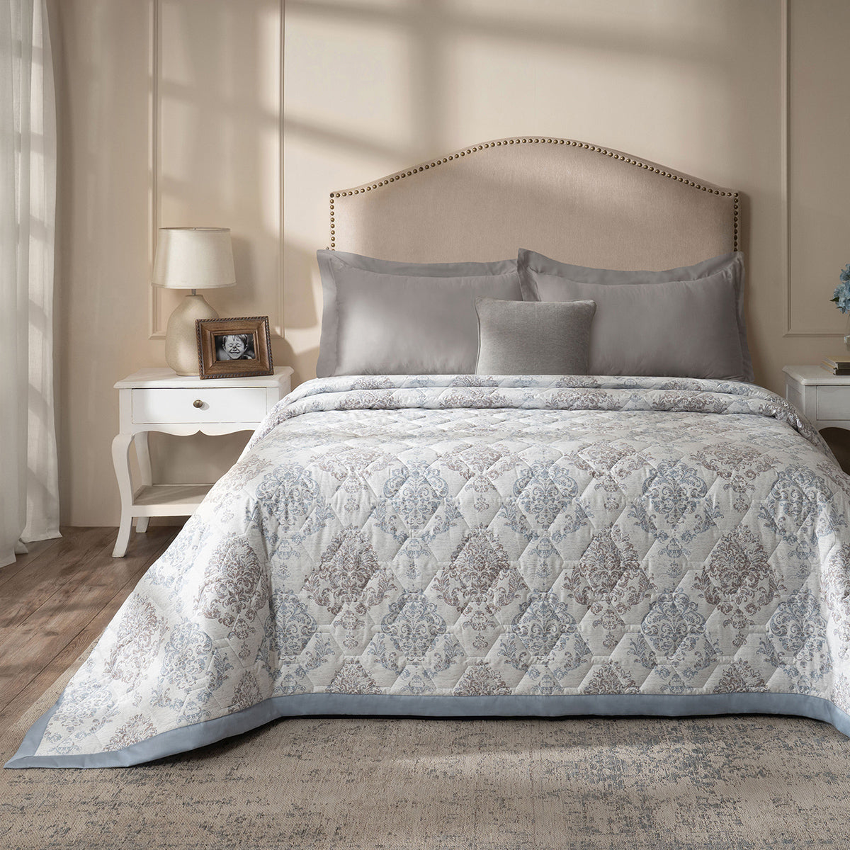 PBS Timeless Ornare 6Pcs Quilt Set/Quilted Bed Cover Dusty Blue