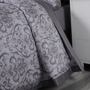 PBS Vintage Chic Dawson 100% Cotton 8 Pcs Duvet Cover Set Grey