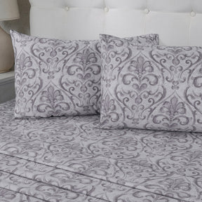 PBS Vintage Chic Dawson 100% Cotton Bedsheet with Pillow Case Grey