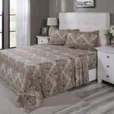PBS Vintage Chic Edmund 100% Cotton Bedsheet with Pillow Case Beige