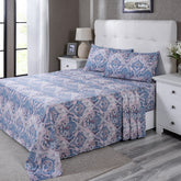 PBS Vintage Chic Edmund 100% Cotton Bedsheet with Pillow Case Blue