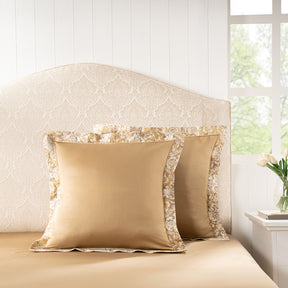 Pillow Case Euro Set 100% Cotton Gold Aquarelle Imperial Grace