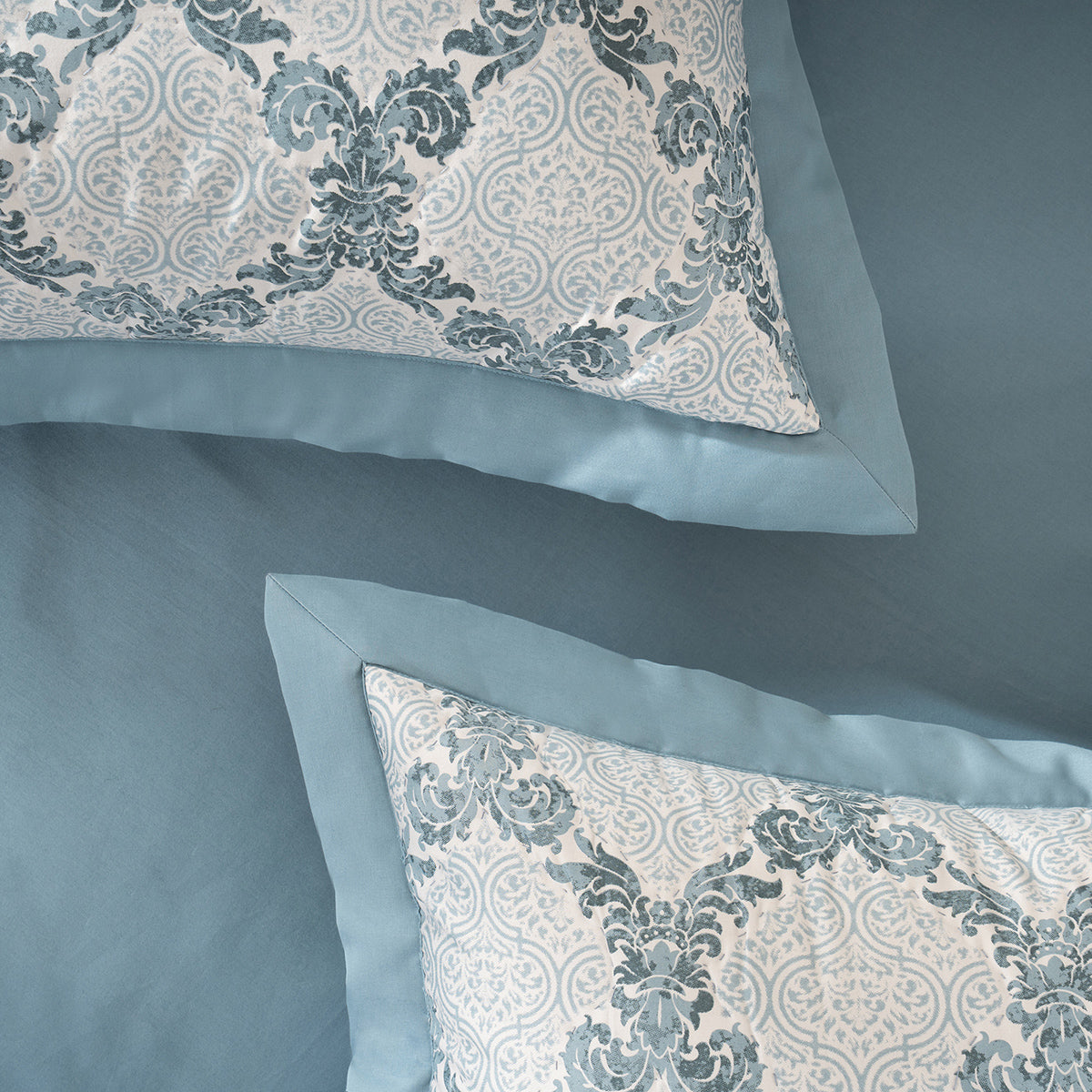 Pillow Sham Set 100% Cotton Blue Damascene Imperial Grace