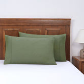 Slumber 100%Cotton Solid Green Pillow Case Set