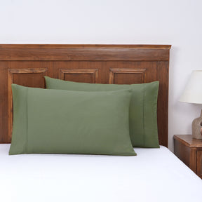 Slumber 100%Cotton Solid Green Pillow Case Set