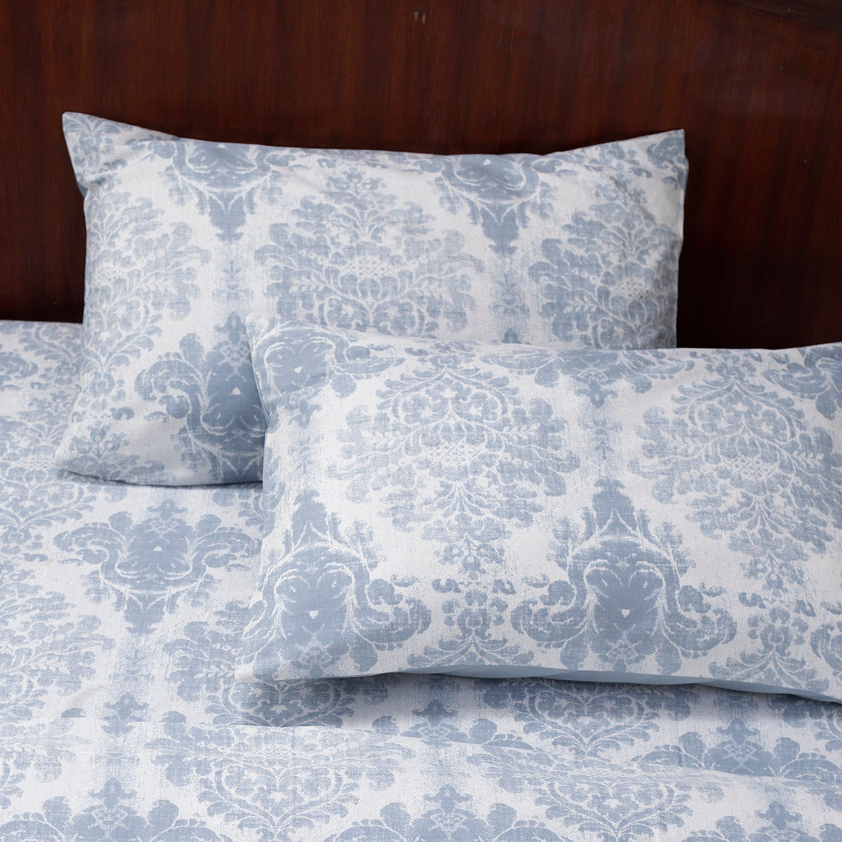 Tranquil Serenity Adaline 100% Cotton Printed Blue Pillow Case Set Of 2