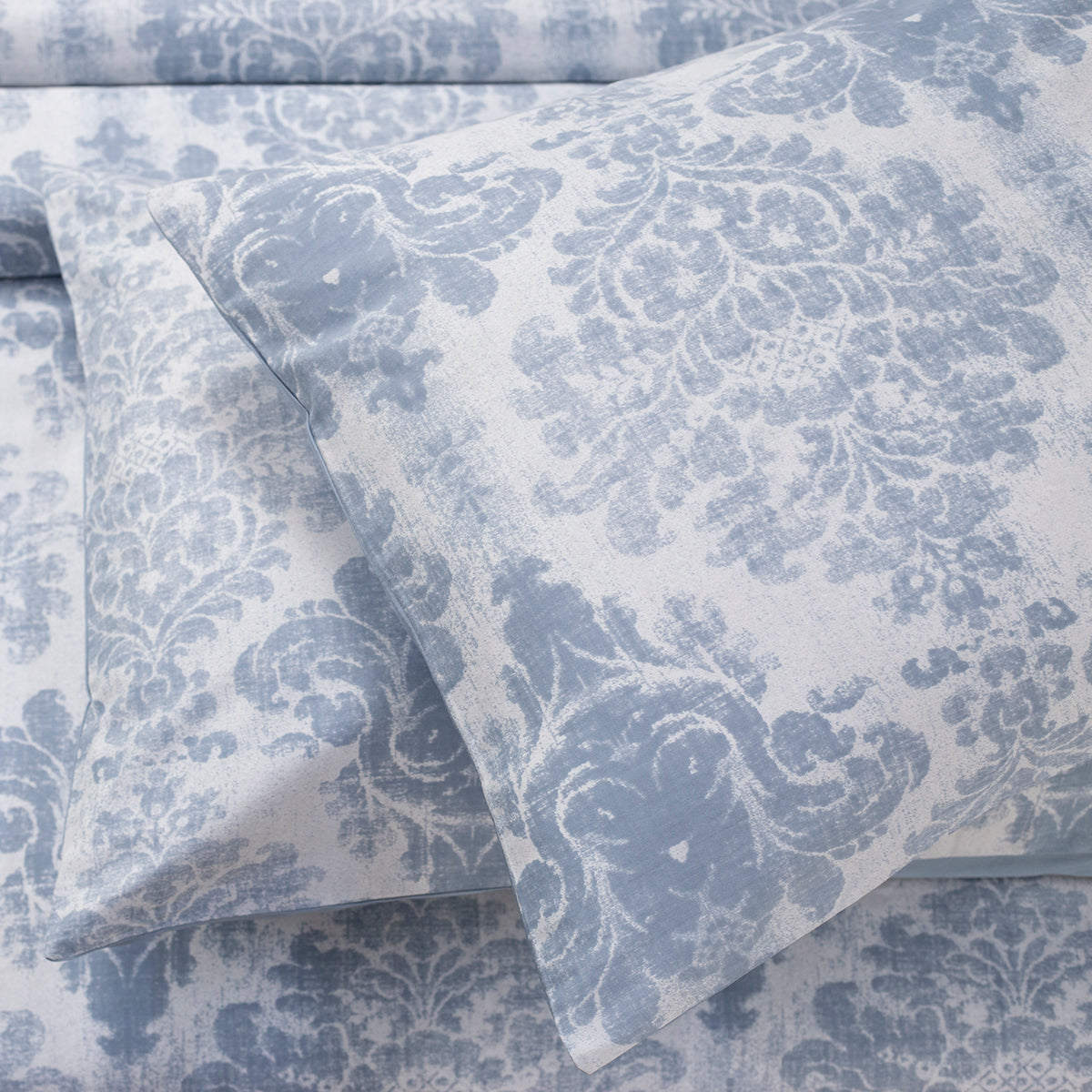 Tranquil Serenity Adaline 100% Cotton Printed Blue Pillow Case Set Of 2