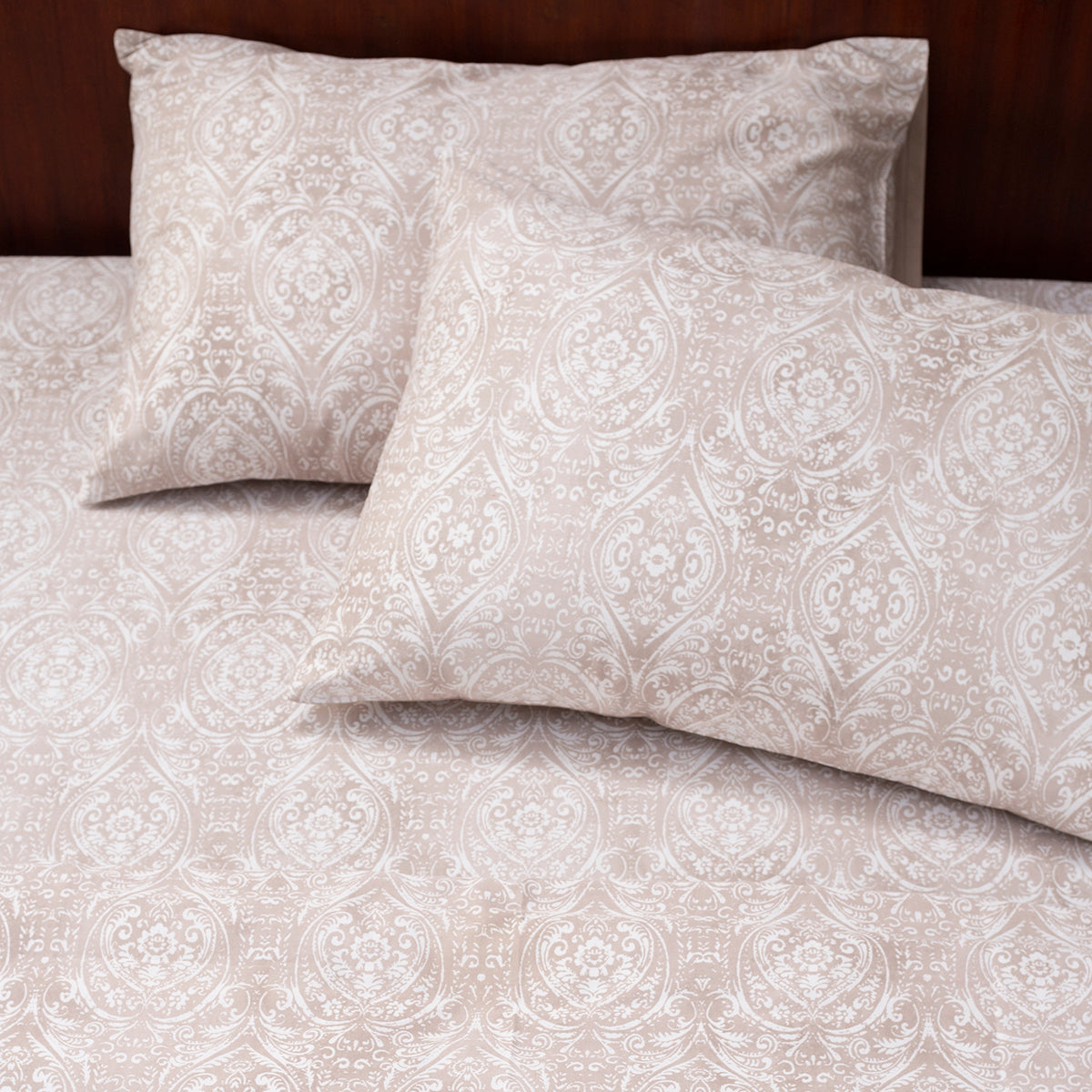 Tranquil Serenity Lucille 100% Cotton Printed Neutral Pillow Case Set