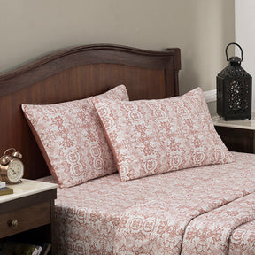 Tranquil Serenity Ellis 100% Cotton Printed Red Pillow Case Set Of 2