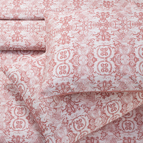 Tranquil Serenity Ellis 100% Cotton Printed Red Pillow Case Set Of 2