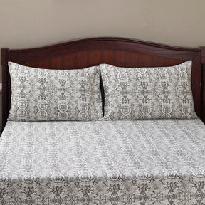 Tranquil Serenity Ellis 100% Cotton Printed Grey Pillow Case Set Of 2