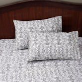 Tranquil Serenity Ellis 100% Cotton Printed Grey Pillow Case Set Of 2