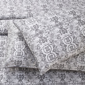 Tranquil Serenity Ellis 100% Cotton Printed Grey Pillow Case Set Of 2