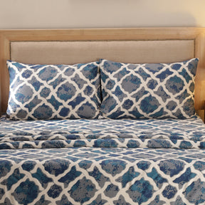 Tranquil Serenity Form Replay 100% Cotton Printed Blue Pillow Case Set Of 2