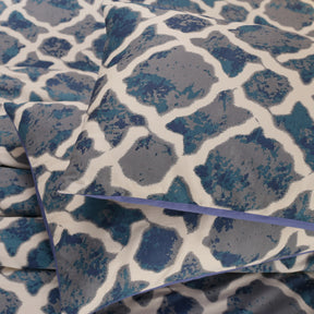 Tranquil Serenity Form Replay 100% Cotton Printed Blue Pillow Case Set Of 2