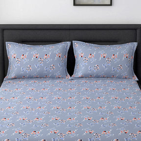 Tranquil Serenity Blossom Retreat 100% Cotton Printed Blue Pillow Case Set Of 2