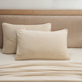 Caroline Woven Herringbone Pattern Beige 2PC Pillow Sham Set