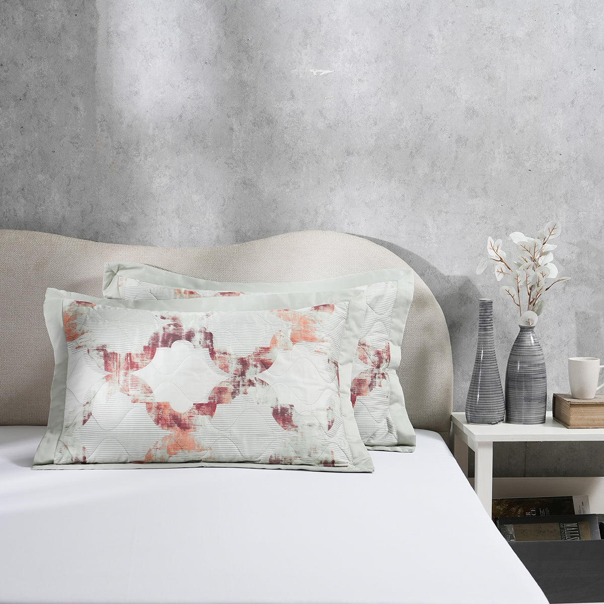 Enchanted Harmony Ogee Flent Quilted Pillow Sham Set Of 2