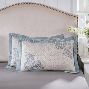 Classical Ornate Seamless Scroll Pillow Sham Set Aqua
