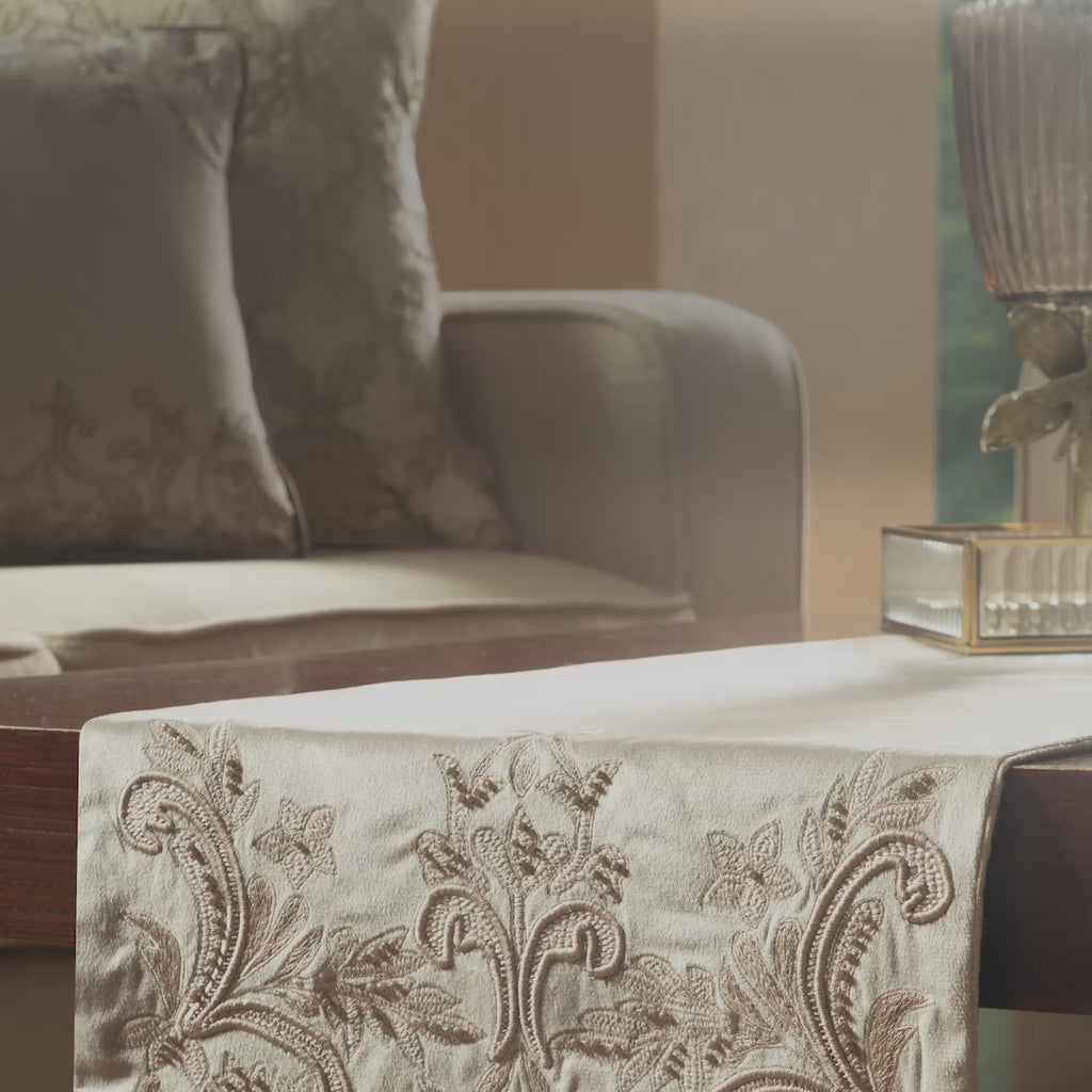  Maspar Runner Embroidered Hand Finished Sovereign Beige