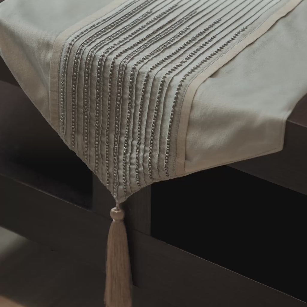  Maspar Runner Embroidered Hand Finished Majesty Silver Grey