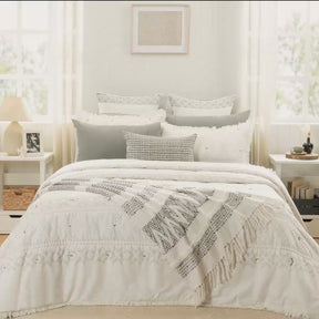 Quilt Set Grey Channel Stitch 11Pcs Set Rurban Transit