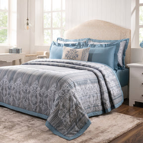 Quilt Set 100% Cotton 8Pcs Blue Veloura Imperial Grace