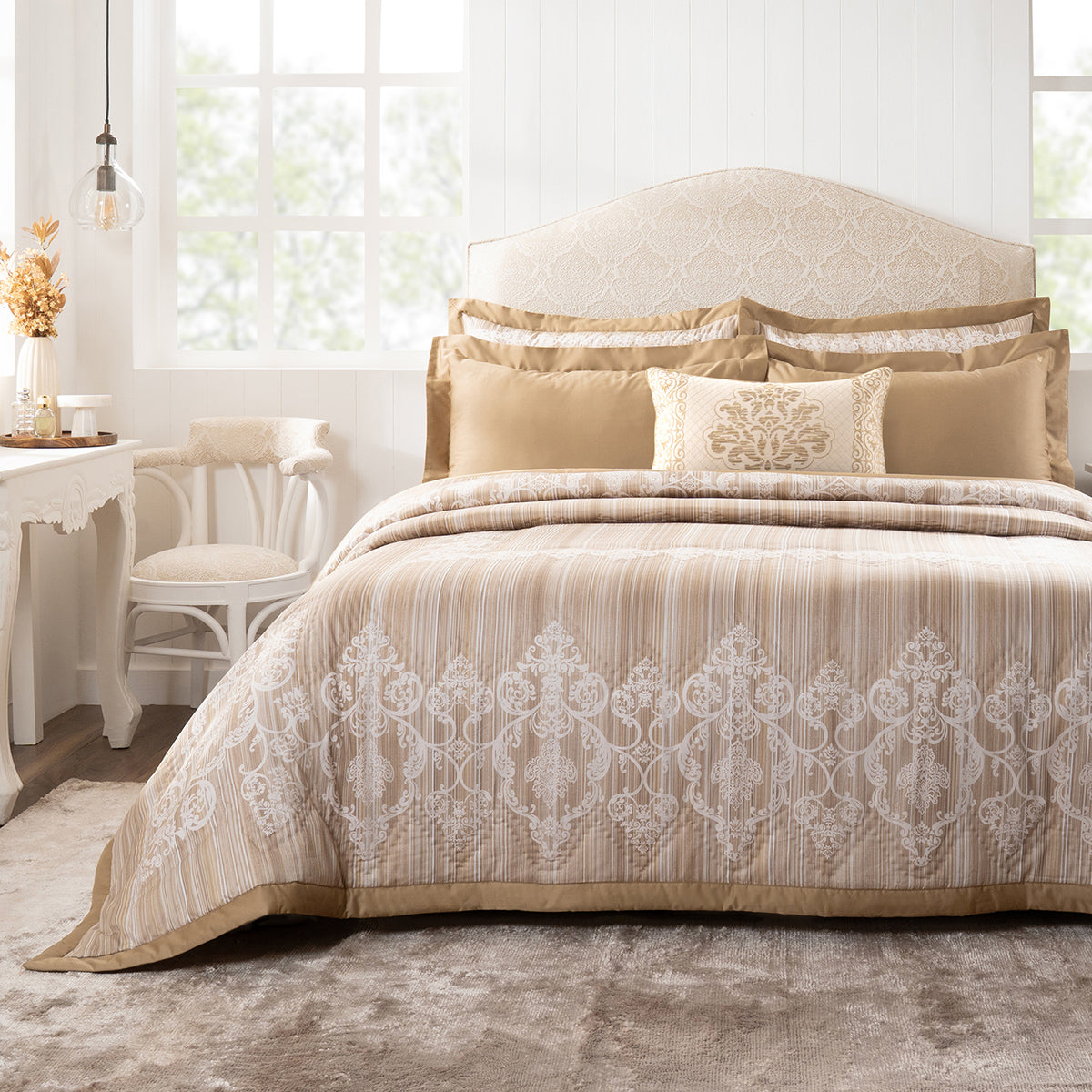 Quilt Set 100% Cotton 8Pcs Gold Veloura Imperial Grace