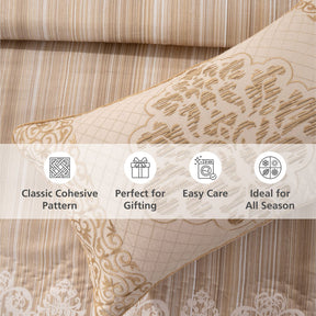 Quilt Set 100% Cotton 8Pcs Gold Veloura Imperial Grace