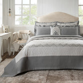 Quilt Set 100% Cotton 8Pcs Grey Damascene Imperial Grace