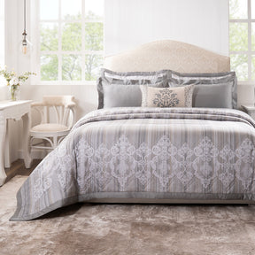 Quilt Set 100% Cotton 8Pcs Grey Veloura Imperial Grace