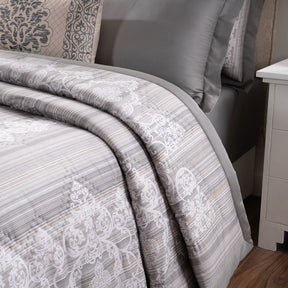 Quilt Set 100% Cotton 8Pcs Grey Veloura Imperial Grace