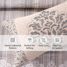 Quilt Set 100% Cotton 8Pcs Grey Veloura Imperial Grace