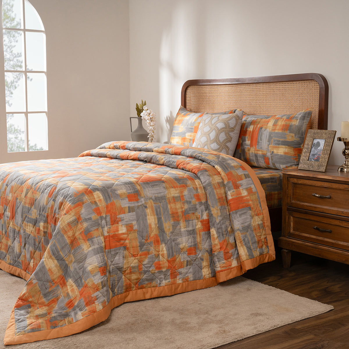 Quilt Set Ideal For Gifting Brush Strokes Quilt Set Rust