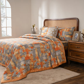 Quilt Set Ideal For Gifting Brush Strokes Quilt Set Rust