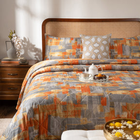Quilt Set Ideal For Gifting Brush Strokes Quilt Set Rust