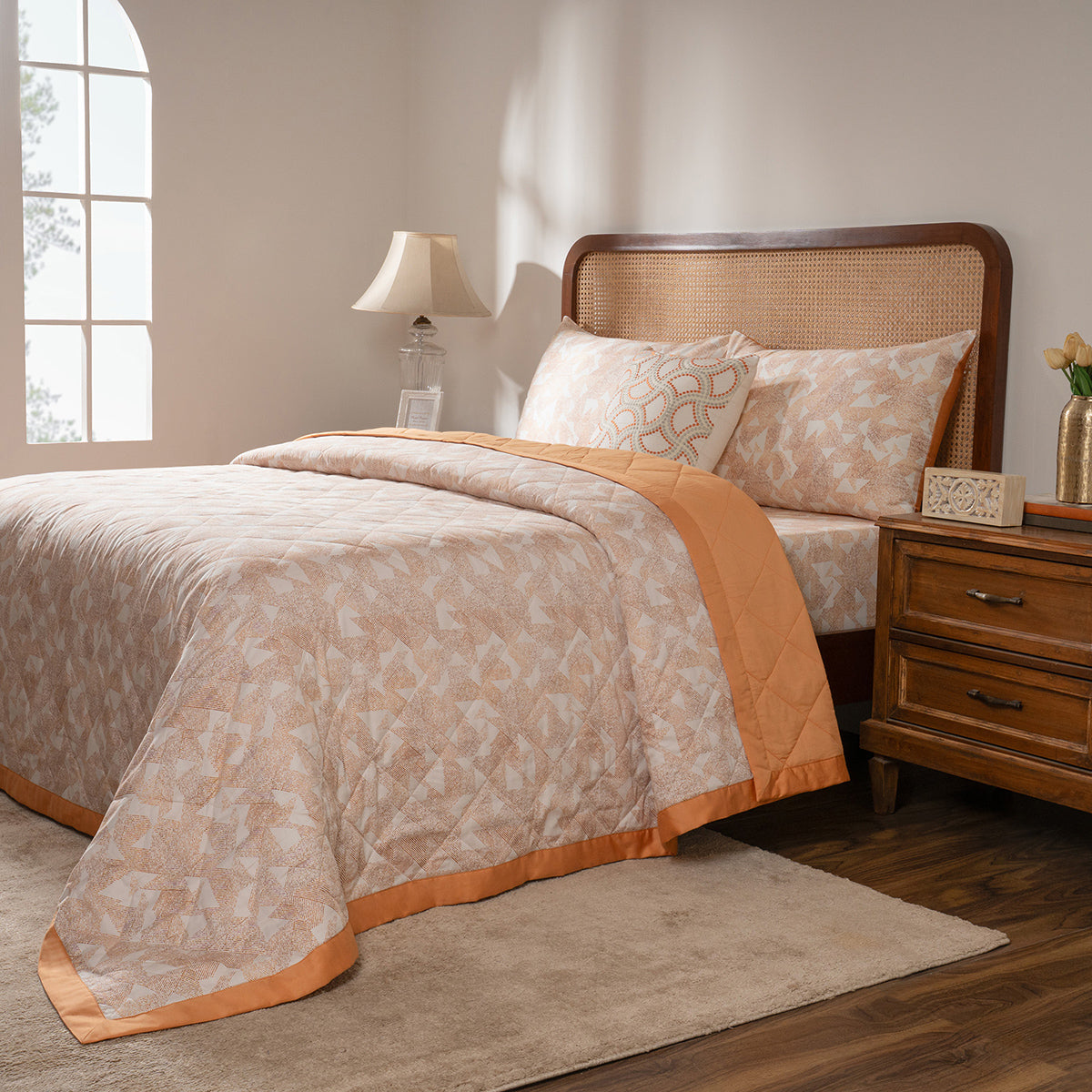Quilt Set Ideal For Gifting Triangle Quilt Set Rust