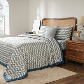 Quilt Set Ideal For Gifting Twisty Melange Quilt Set Blue
