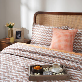 Quilt Set Ideal For Gifting Twisty Melange Quilt Set Rust