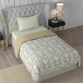 Regency Dark Flora Summer AC Quilt/Quilted Bed Cover/Comforter Grey