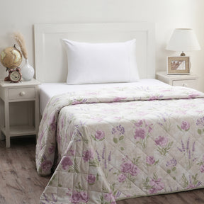 Optimist Bloom 115 GSM Soft Rose Summer AC Quilt/Quilted Bed Cover/Comforter
