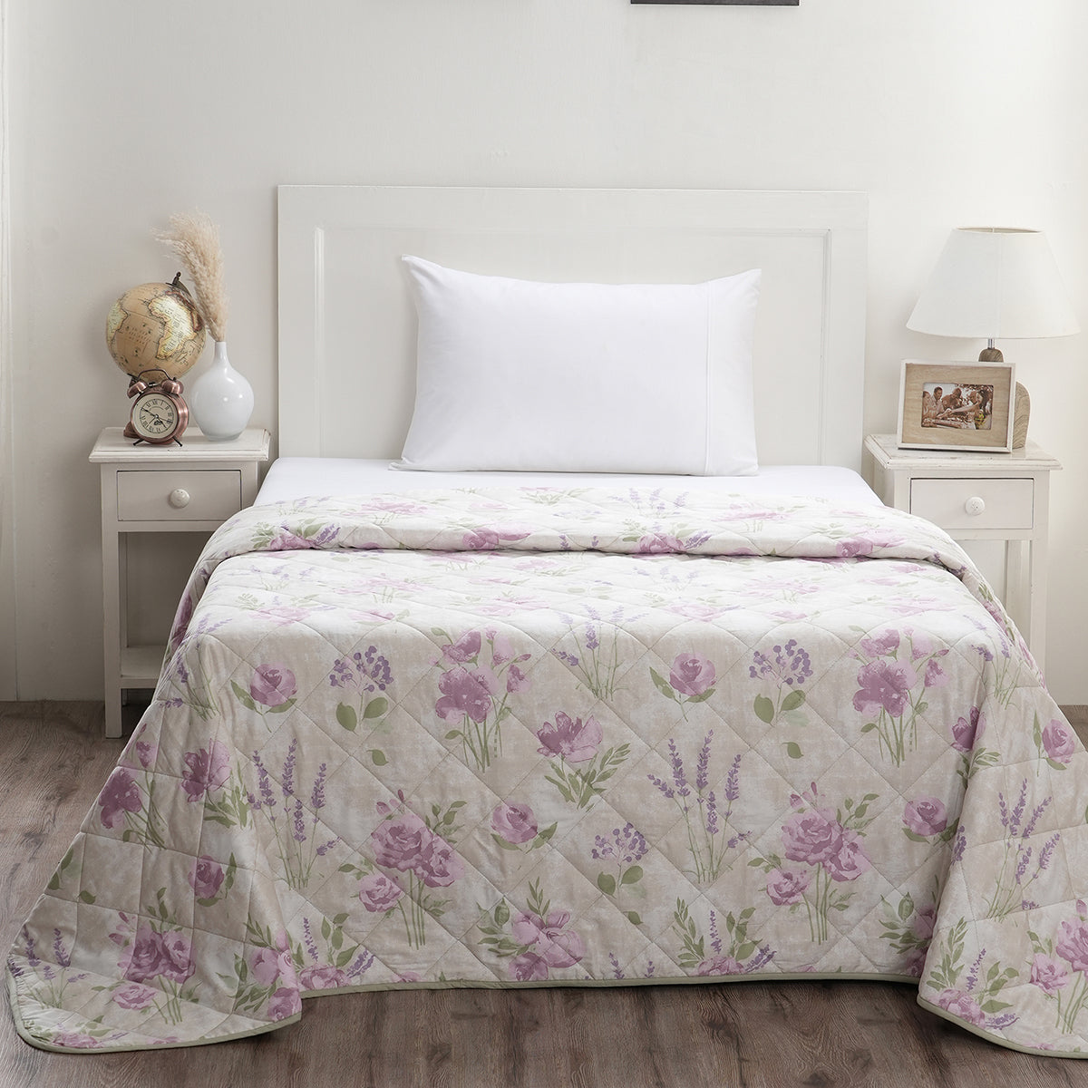 Optimist Bloom 115 GSM Soft Rose Summer AC Quilt/Quilted Bed Cover/Comforter